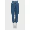 Double-waisted cropped jeans