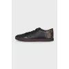 Men's leather sneakers with a printed heel