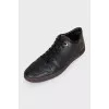 Men's leather sneakers with a printed heel