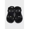 Textile sandals with metallic decor