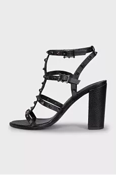 Sandals with leather straps and studs