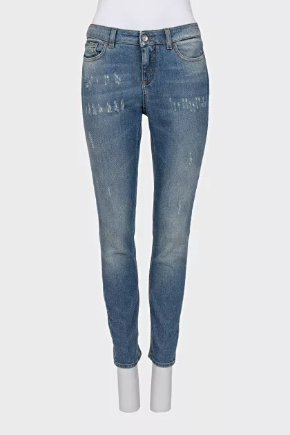 Skinny fit jeans with distressing