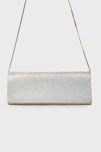Clutch on a thin strap with rhinestones