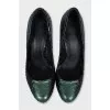 Green snakeskin embossed shoes