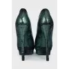 Green snakeskin embossed shoes
