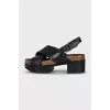Black leather sandals with weave
