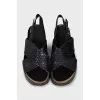 Black leather sandals with weave