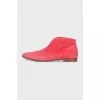 Pink suede lace-up boots