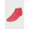 Pink suede lace-up boots