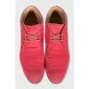 Pink suede lace-up boots