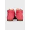 Pink suede lace-up boots