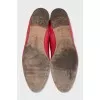 Pink suede lace-up boots