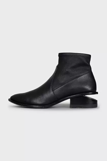 Leather boots with silver heels