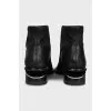 Leather boots with silver heels