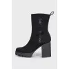 Textile ankle boots with heels