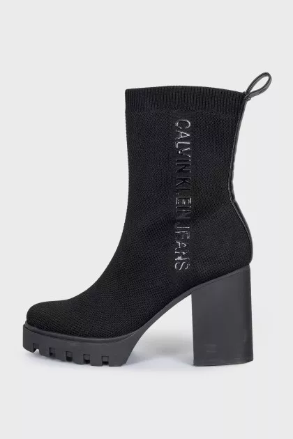 Textile ankle boots with heels