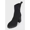 Textile ankle boots with heels