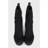 Textile ankle boots with heels