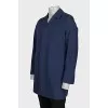Men's blue straight-cut raincoat