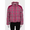 Pink checkered down jacket