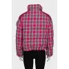 Pink checkered down jacket