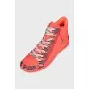 Leather and textile sneakers