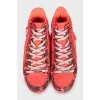 Leather and textile sneakers
