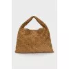Suede shopper with braiding