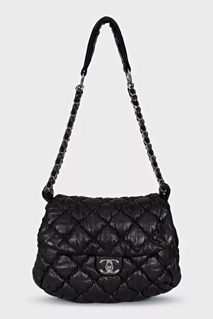 Leather Bubble Quilt Flap Bag