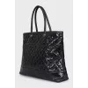 Quilted leather bag with brand logo