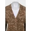 Animal print button-down cardigan