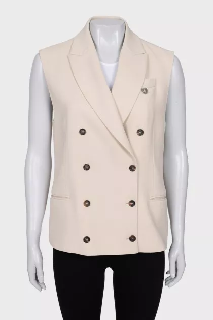 Beige double-breasted vest