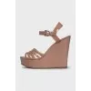Patent beige wedge sandals