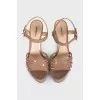 Patent beige wedge sandals