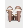 Patent beige wedge sandals