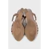 Patent beige wedge sandals