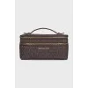 Brown cosmetic bag with zipper