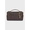 Brown cosmetic bag with zipper