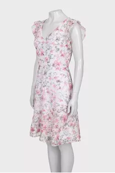 Lace dress with floral print