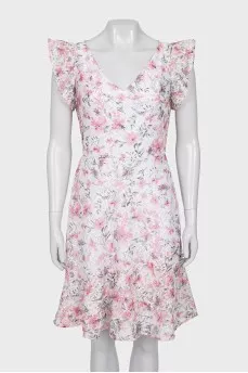 Lace dress with floral print