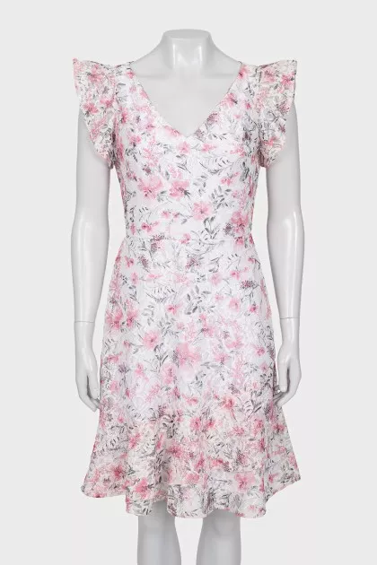 Lace dress with floral print