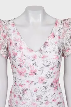 Lace dress with floral print