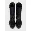 Black boots with silver logo
