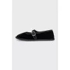 Velvet ballet flats with tag