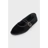 Velvet ballet flats with tag