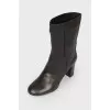 Block heel boots with stitching