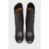 Block heel boots with stitching