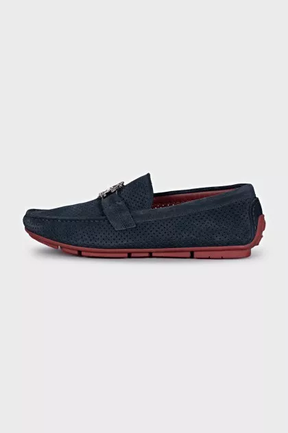Men's perforated suede loafers