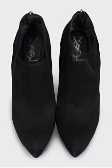 Suede ankle boots with heels and a back zip