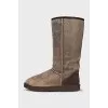 Brown fur-lined ugg boots